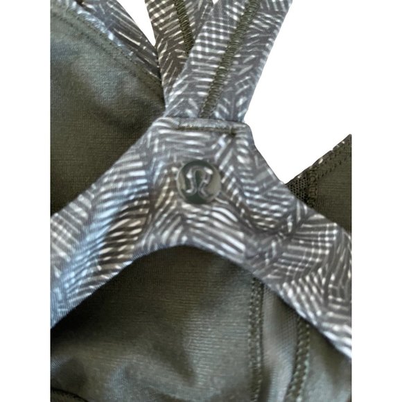 Lululemon‎ Wrap it Up Tank Top Sports Bra Jazzy White Gator  Green Size 4 - Picture 10 of 12